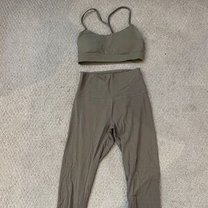 LuluLemon Olive Green Sports Bra and Leggings Set